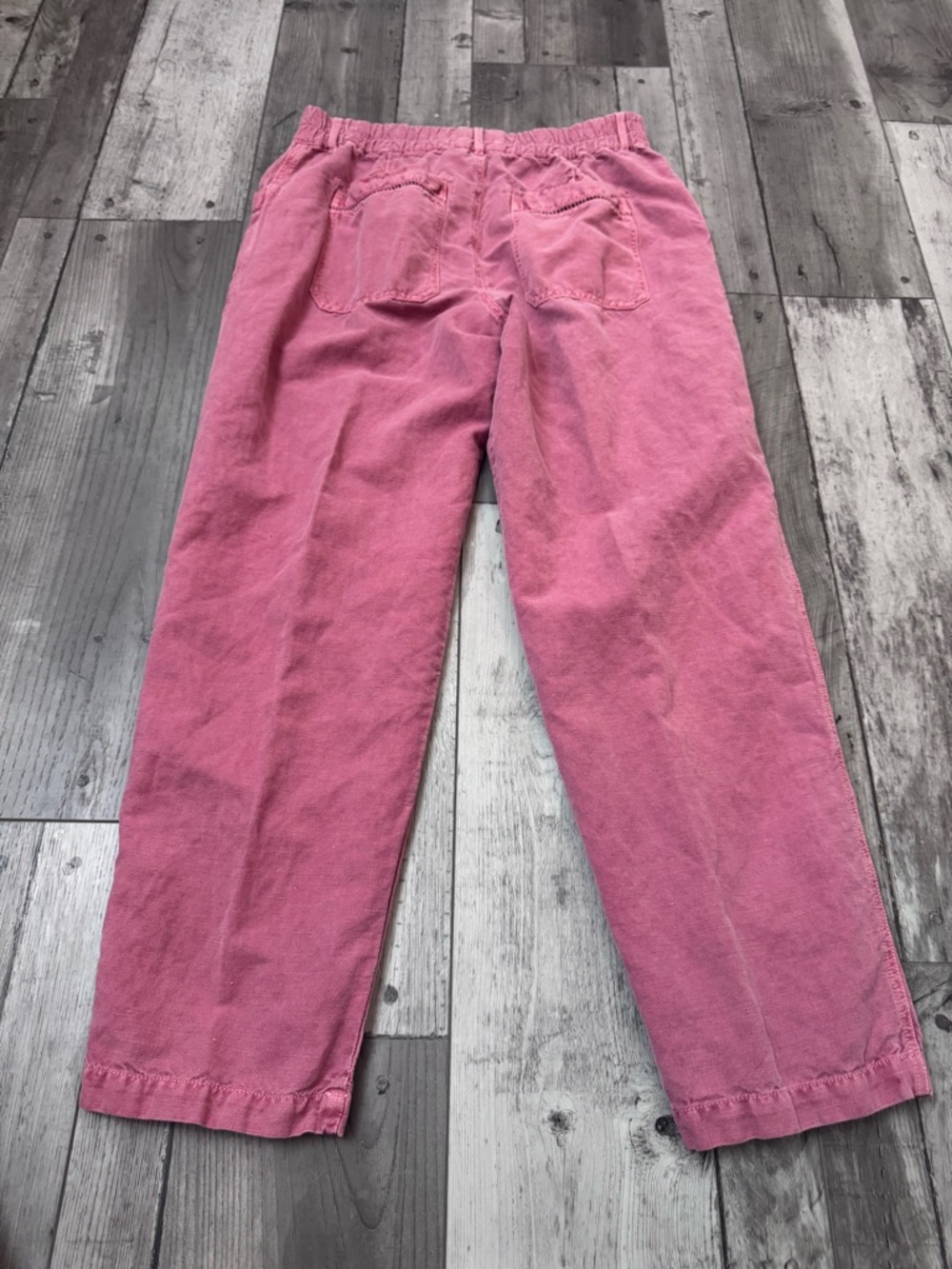 Sundance Linen Blend Pink High-Waist Button Front Pants Lightweight 4 - Picture 5 of 8
